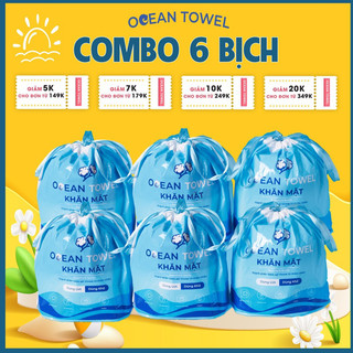 COMBO 6 Khăn mặt khô❣️OCEANTOWEL❣️Khăn lau mặt dùng 1 lần - Khăn lau mặt đa năng bịch 80 khăn 100% viscose