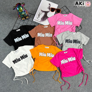 Áo phông bé gái dây rút eo cách điệu miumiu siêu xinh siêu dễ thương - áo phông aki