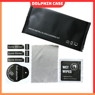 Bộ Giấy lau đen cao cấp hỗ trợ dán kính cường lực ( gồm khăn lau khô, giấy lau ướt, miếng dán lấy bụi) – Dolphin Case