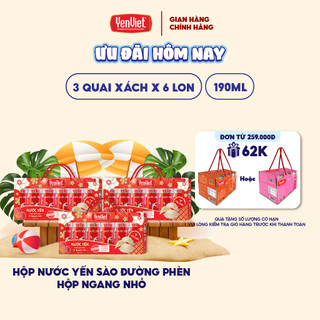 Combo 3 Hộp nước yến sào đường phèn Yến Việt 6 lonx190ml