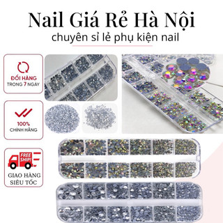 Khay đá chân keo gắn móng nail YHB trắng ab đá chân lưới đính móng cao cấp