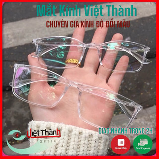 HCM gọng Kính cận dẻo trong suốt vuông loại mảnh size SM nhận làm kính cận viễn loạn theo yêu cầu
