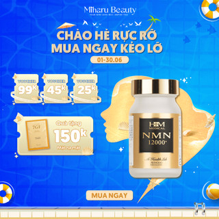 Viên uống trẻ hóa, tăng độ đàn hồi, rạng rỡ làn da - HM Medical NMN 12000+ (Vàng)