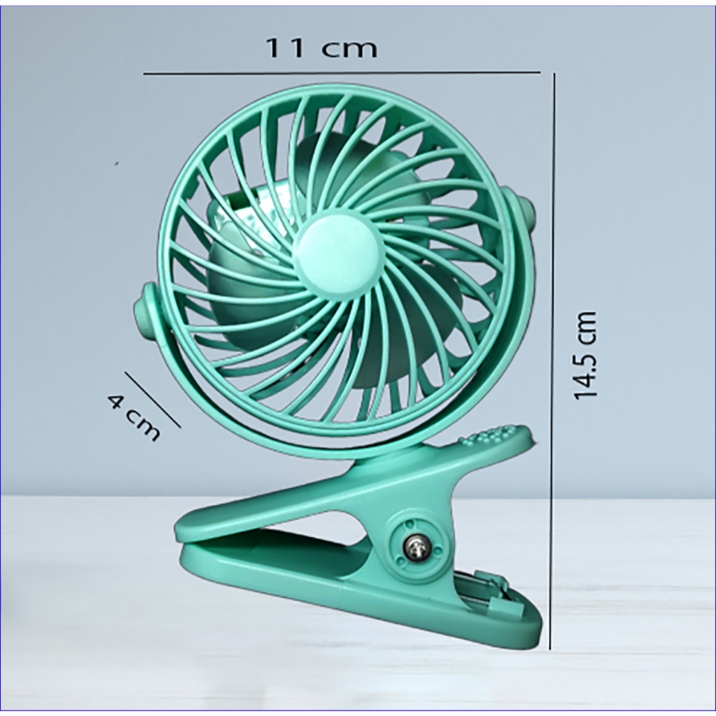 Quạt tích điện - Quạt để bàn mini có đế kẹp xoay 720 độ tiện lợi