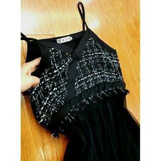 Đầm ren phối tweed sz M