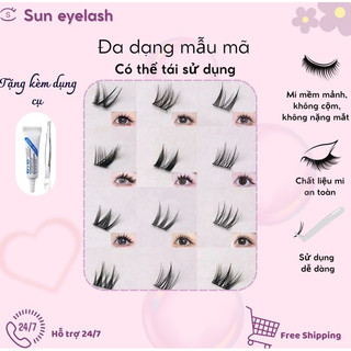 Mi giả tách sợi Sun Eyelash (tặng kèm keo, nhíp). Mi mềm,mảnh,không cộm,không nặng mắt.