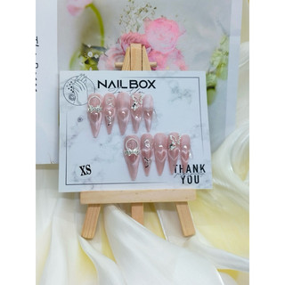 M86 móng tay giả -nailbox thiết kế mắt mèo ánh trăng hiệu ứng trái tim phom nhọn dài