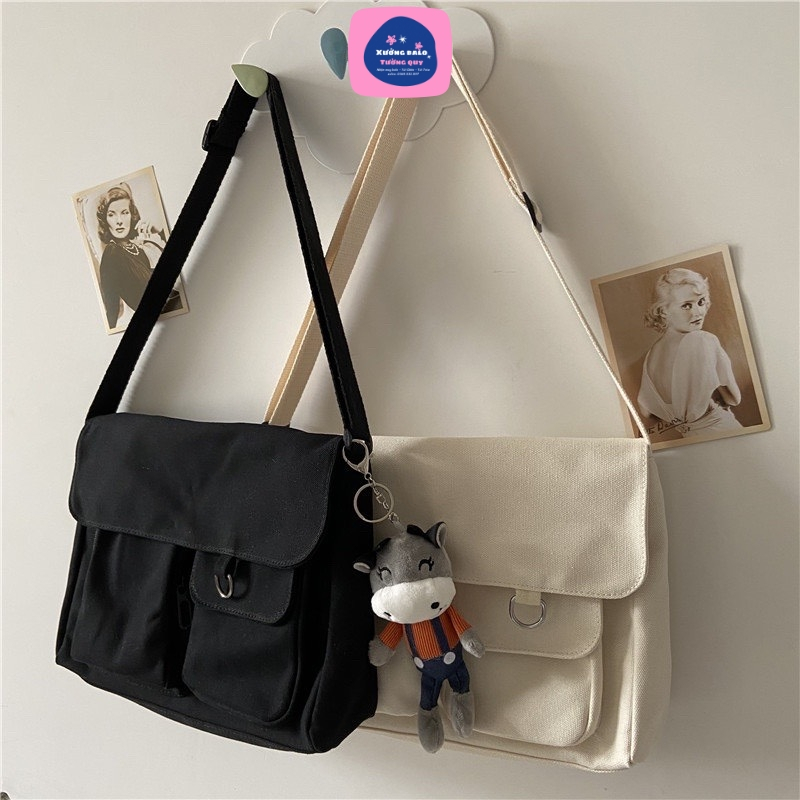 TÚI ĐEO CHÉO VẢI BỐ - 2 túi hoa cúc CV02