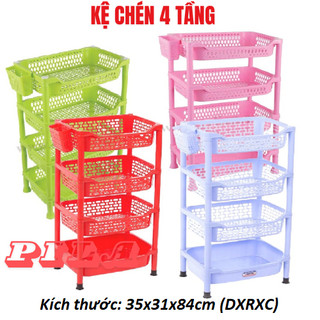 Kệ Nhựa Úp Chén 4 Tầng 1 Ngăn Nguyên