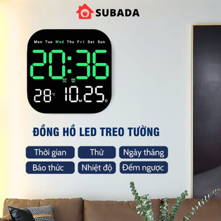 Đồng hồ điện tử led để bàn treo tường Subada 2 khung giờ báo thức thời gian thứ ngày tháng nhiệt độ và đếm ngược DHO11