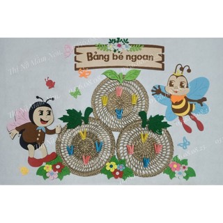 bảng bé ngoan - bé đến lớp mẹt cói steam - tranh góc trang trí mầm non
