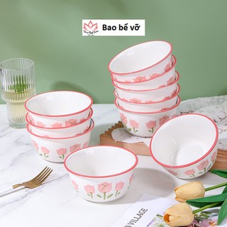 Bát cơm hoa hồng, bát cơm sứ decor bát cơm