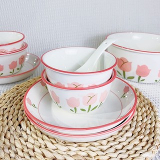Bát cơm hoa hồng, bát cơm sứ decor bát cơm