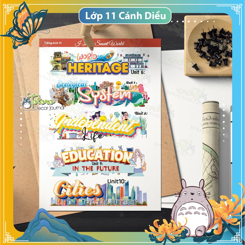 (tiếng anh 11) Sticker tiêu đề tiếng anh 11 i-Learn Smart World (có decal washi) gồm 2 tờ cực xinh