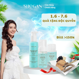 Bộ 3 Chăm Sóc Da Mặt Siêu Tiết Kiệm, Đẹp, Sáng Bừng SHEGAN -  Sữa Rửa Măt, Nước Tẩy Trang & Tẩy Da Chết SHEGAN 150ml