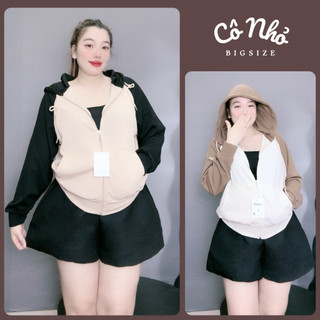 Áo Khoác Nữ Bigsize Form Rộng Dáng Bomber Có Túi Trong Mũ Vải Nỉ Gân 2 Da 60-95kg KHOAC3
