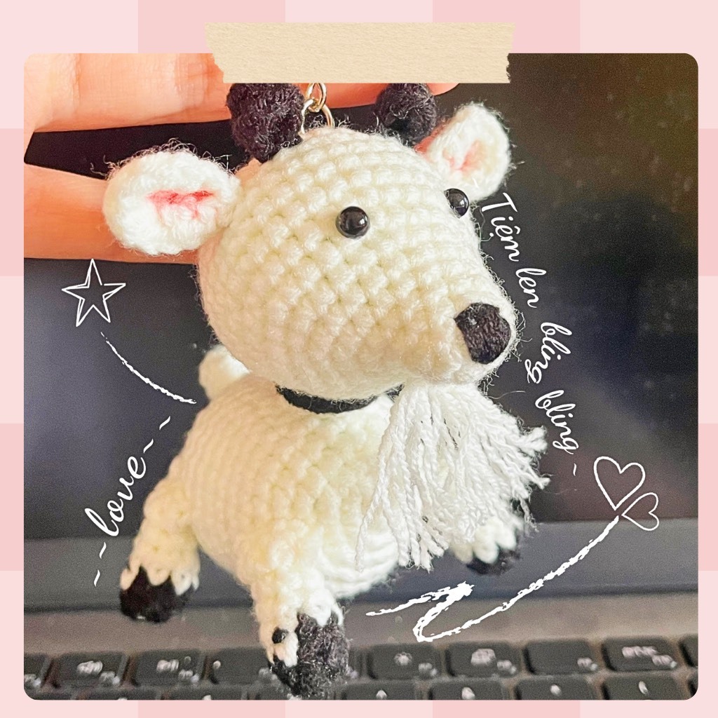 Móc khóa len con dê Handmade bộ 12 con giáp