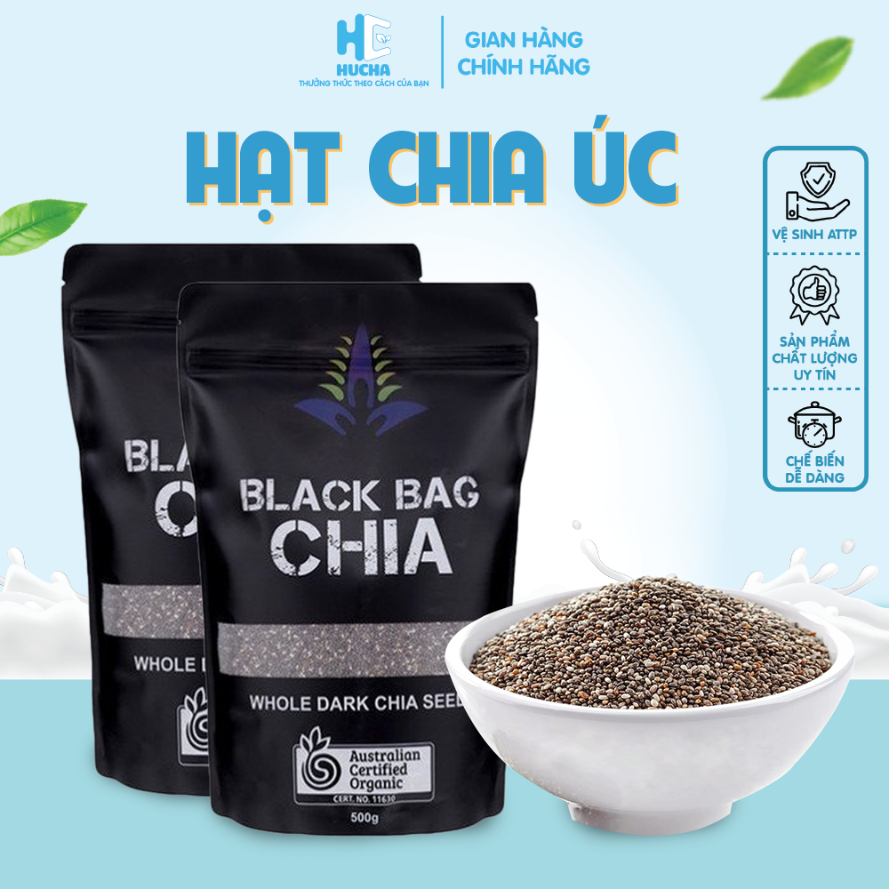 Hạt chia úc organic loại 1 chất lượng sạch đều đẹp không tạp chất gói 100-500g, nguyên liệu Hucha