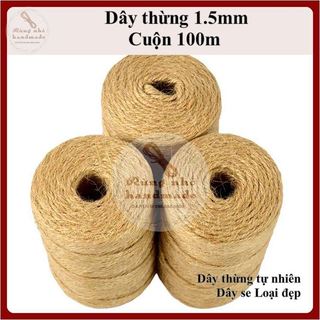Cuộn dây thừng 1.5mm dài 100m, dây thừng trang trí, dây thừng decor, dây đay, dây cói, handmade