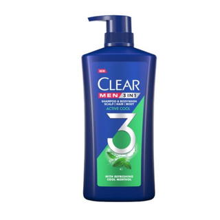 Dầu tắm - Gội - Dưỡng mát lạnh 3 trong 1 cho nam Clear Men Active Cool 630g