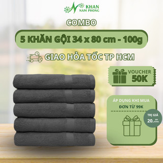 Combo 5 khăn gội 34 x 80 - khăn tắm, gội - chất liệu cotton - đa dạng màu sắc - khăn nam phong