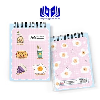 Sổ gáy xoắn a6 minh châu, sổ lò xo a6 kt 10.5cm x 15cm, sổ tay gáy xoắn a6 nhiều hình