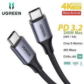 Cáp USB Type C Ugreen 80150 US355 USB 3.2 Gen2,truyền dữ liệu 10GB,hình ảnh 4K@60Hz ( Dòng Mới)