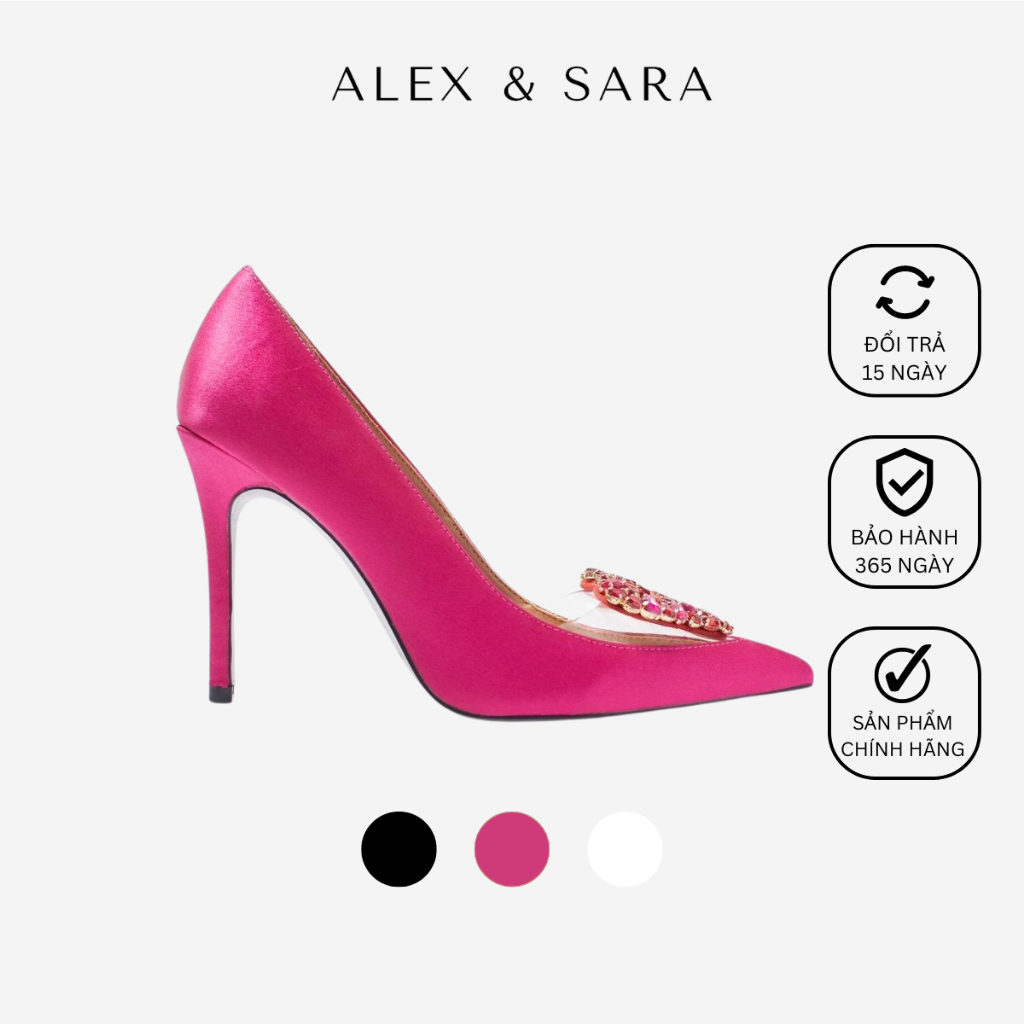 Giày cao gót bít mũi, gót nhọn cao 9cm, đính đá trái tim sang trọng, cho nàng đi tiệc sự kiện | ALEX & SARA - AL447