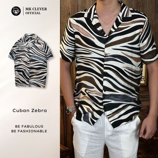 Áo Sơ Mi Cuban nam Zebra Ngắn Tay MK CLEVER Chất liệu đũi mềm mịn, thoáng mát, chống nhăn, form rộng hằng ngày