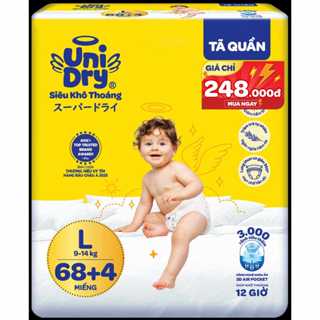 [Mới-Tặng 4 Miếng] Tã Quần Unidry bịch siêu đại đủ size M68+4L68+4/XL68+4/XXL68+4