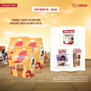  Combo 3 Bịch Cà phê sữa NESCAFÉ (Bịch 25 gói x 24 g)