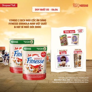  Combo 2 Bịch Ngũ cốc ăn sáng Fitnesse Granola Nam Việt Quất & Hạt Bí Ngô (gói 300g)