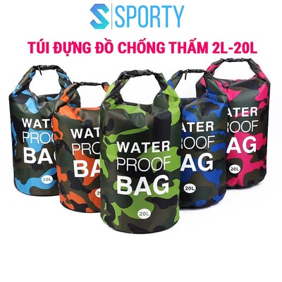 Túi chống thấm nước rằn ri SPORTY, túi đeo chéo chất liệu polyester cao cấp dung tích từ 2L đến 20L