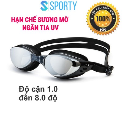 Kính bơi cận 610 SPORTY có độ từ 1.5 đến 8.0 cản tia UV, hạn chế sương mờ