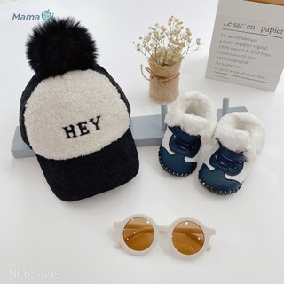 G199-NK69-MK04SETGiàyMũ tập đi cho bé giày boot da cách điệu lông mềm đế nhựa cho bé tập đi của MamaƠi-Thời trang cho bé