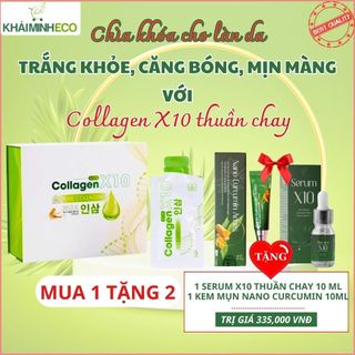Collagen x10 thuần chay - 2000mg thủy phần từ hồng sâm - hộp 20 gói - kèm quà tặng