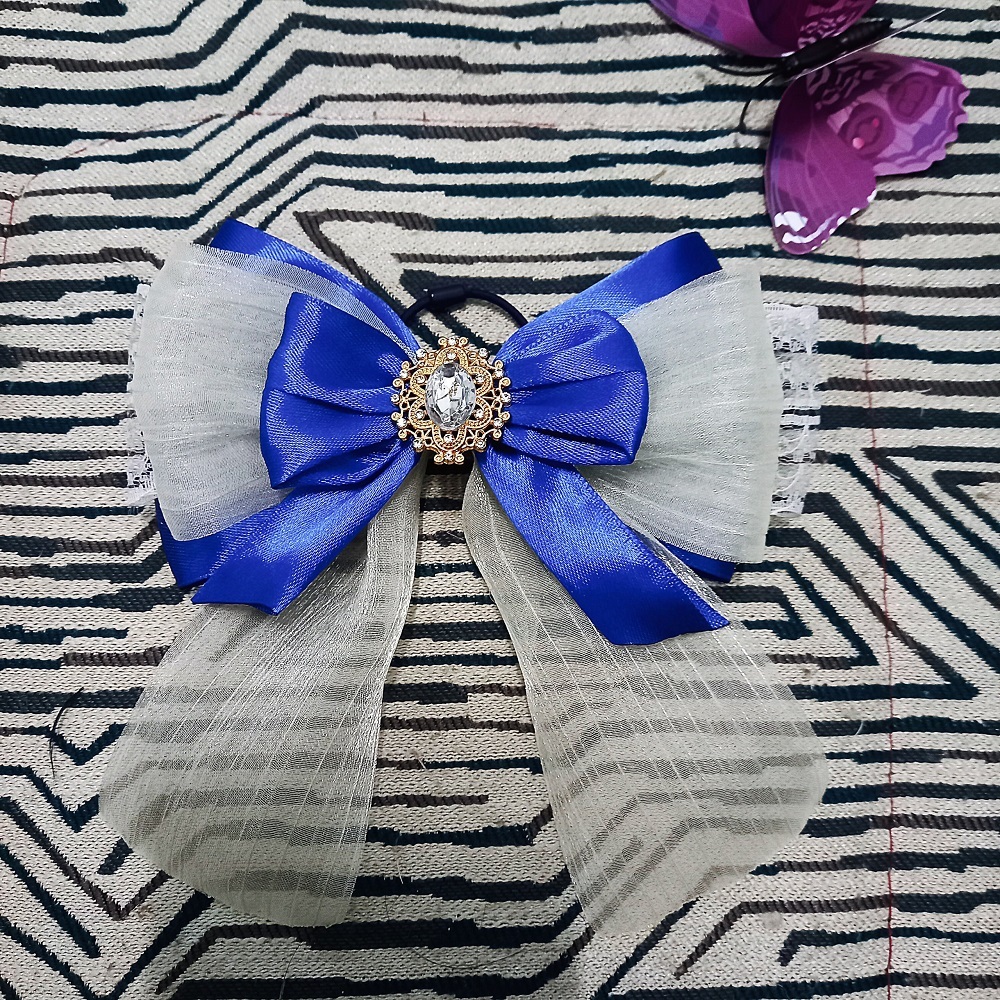 Nơ gắn lightstick có dây đeo mẫu 13 màu xanh dương trang trí lightstick super junior, winner