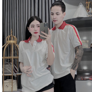 Áo Thun Cổ Trụ Nam Nữ Phối Viền Vai 2 Màu Cực Đẹp LODES Cotton Co Giãn 4 Chiều