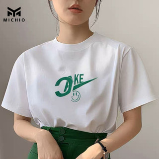 Áo thun nữ ngắn tay, áo công sở MICHIO thanh lịch 100% cotton cao cấp in OKE