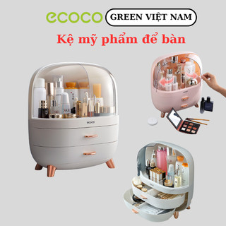 Kệ đựng mỹ phẩm để bàn ecoco e2014 - tủ đựng mỹ phẩm có nắp chống bụi và ngăn kéo, tiện lợi