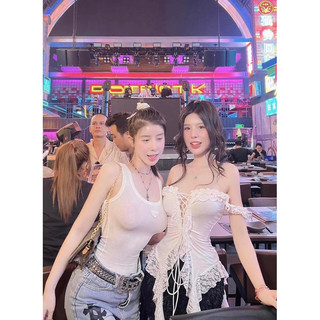 Áo gợn sóng bèo đan dây
