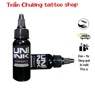 Mực xăm - mực xăm siêu đen uni ink - mực siêu đen dùng đè hình xăm cũ hoặc hư, hỏng - dung tích chai 1oz - 4oz - 8,5oz