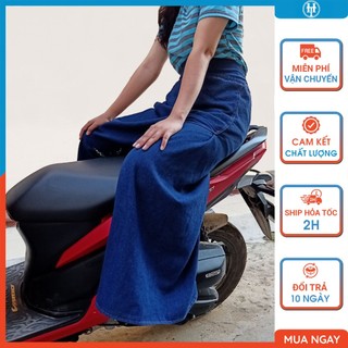 Chân váy chống nắng cho nữ ngồi sau kiểu dáng xẻ tà có túi và nút bấm chân thêu họa tiết H&T FASHION