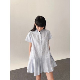  Mẫu mới 2024 Đầm babydoll form sơ mi có túi điểm nhấn tùng xếp ly dễ thương Rachel Dress - Sibling House