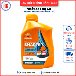 Nhớt tổng hợp xe tay ga cao cấp Repsol Smarter Scooter 5W40  800ML - Sản xuất Indonesia