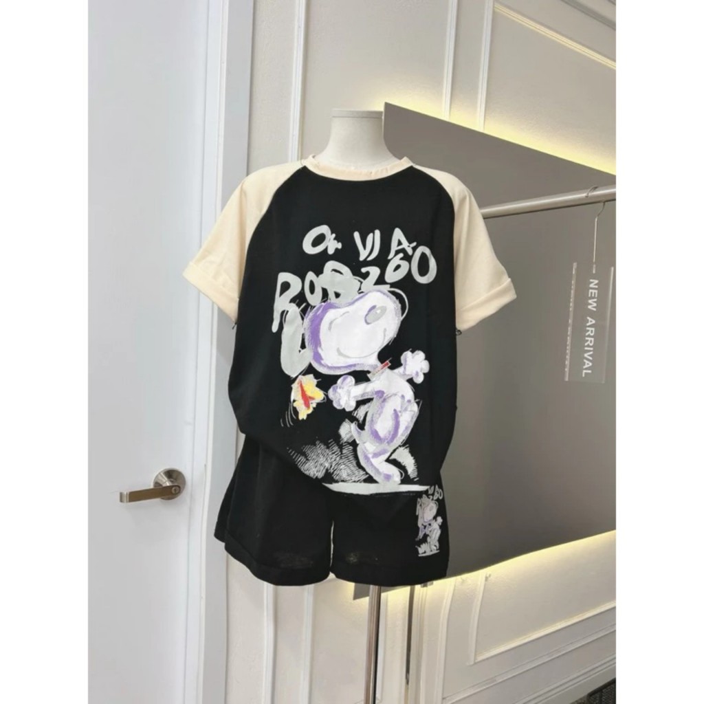 Set bộ đùi mặc nhà rẻ đẹp mùa hè chất thun cotton bộ đùi nữ bộ quần áo nữ 3 SIZE 45-75KG bigsize in chuột ok | BigBuy360 - bigbuy360.vn