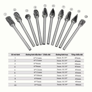  Bộ 10 mũi mài  khắc hợp kim thép VONFRAM siêu cứng chuyên mài kim loại,gỗ,nhựa.... 
