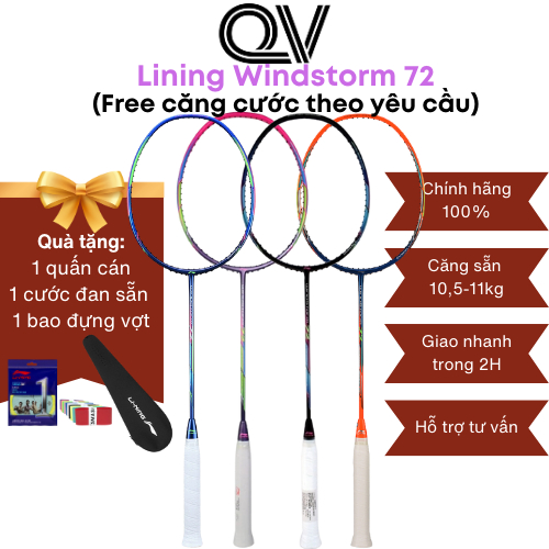 Vợt cầu lông Lining Windstorm 72 chính hãng Quốc Việt Badminton phù với lối đánh thiên thủ, đặc biệt