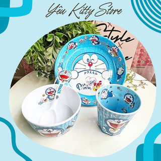 Tô muỗng dĩa doraemon nhựa melamine