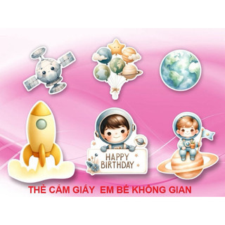 Thẻ cắm giấy em bé không gian trang trí bánh